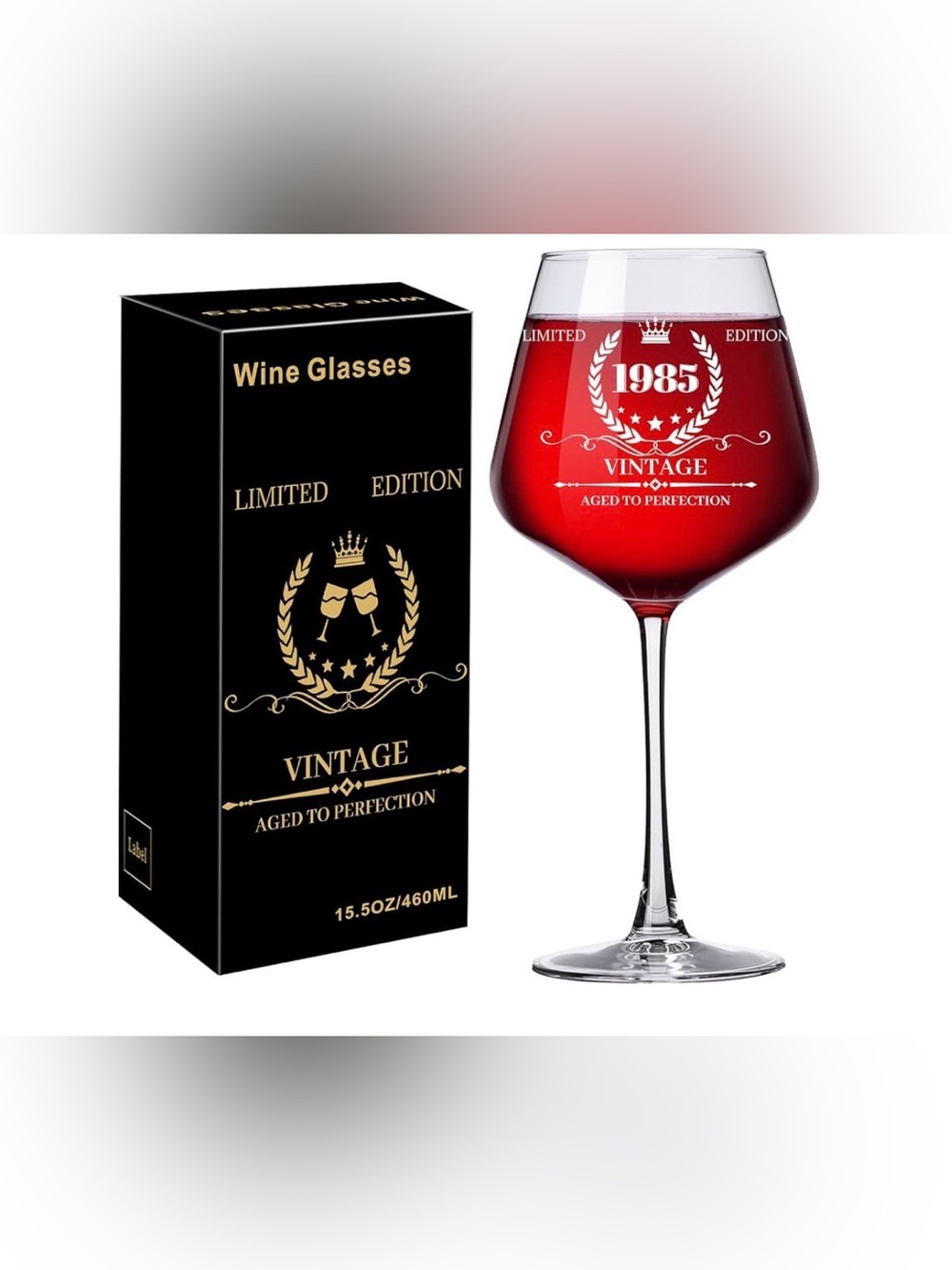 Baalaka Wine Glass with the year 1985 Aged to Perfection. NWT